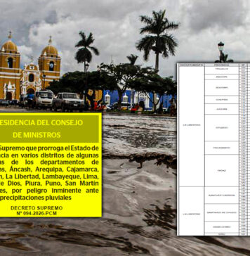 Por lluvias: prorrogan estado de emergencia en 63 distritos de La Libertad