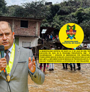 Municipalidad de Huayo solo gasta el 18% de su presupuesto para enfrentar el Fenómeno del Niño