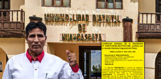 JNE deja fuera de carrera a candidato de Perú Libre a la alcaldía de Huancaspata