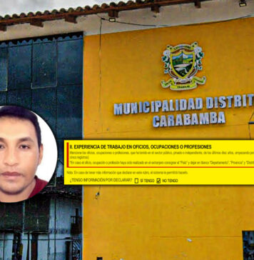 Carabamba: candidato César Vega declara no registrar experiencia laboral ante el JNE