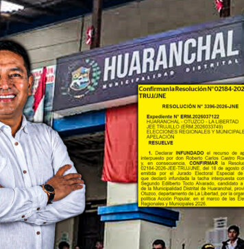 Huaranchal: JNE confirma resolución que desestima tacha contra Segundo Tocto