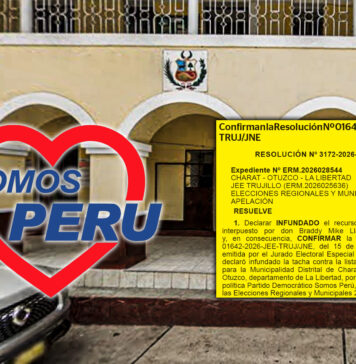 JNE rechaza apelación: lista de Somos Perú sigue en carrera a la alcaldía de Charat