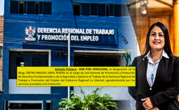 Retiran a Freyni Uriol Rivera del cargo de subgerente de Protección de los Derechos Fundamentales de La Libertad