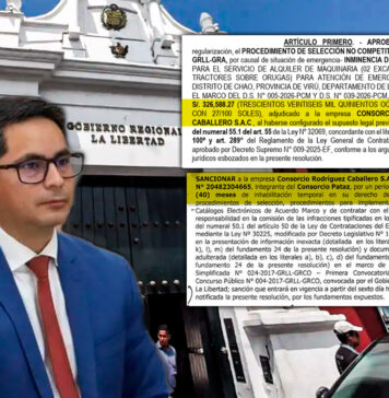 Gore La Libertad contrata a empresa que fue sancionada por más de 3 años por presentar documentos falsos