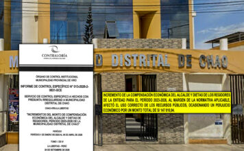 Detectan perjuicio de s/ 147 mil por incremento prohibido de remuneraciones en municipio de Chao