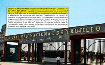 Trujillo: Tribunal anula licitación de casi medio millón de soles en la UNT