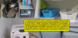 Detectan condiciones inadecuadas para almacenar vacunas contra la influenza y el neumococo en Marcabalito y Chugay