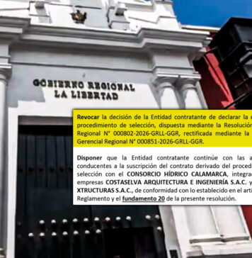 Tribunal corrige al GORE La Libertad y revoca nulidad de licitación de más de S/ 7 millones